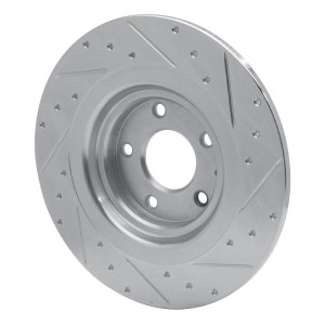 Mazda CX-9 Brake Rotor (1) - Rear Left - R1 Concepts - Drilled & Slotted - Silver - `16-`23